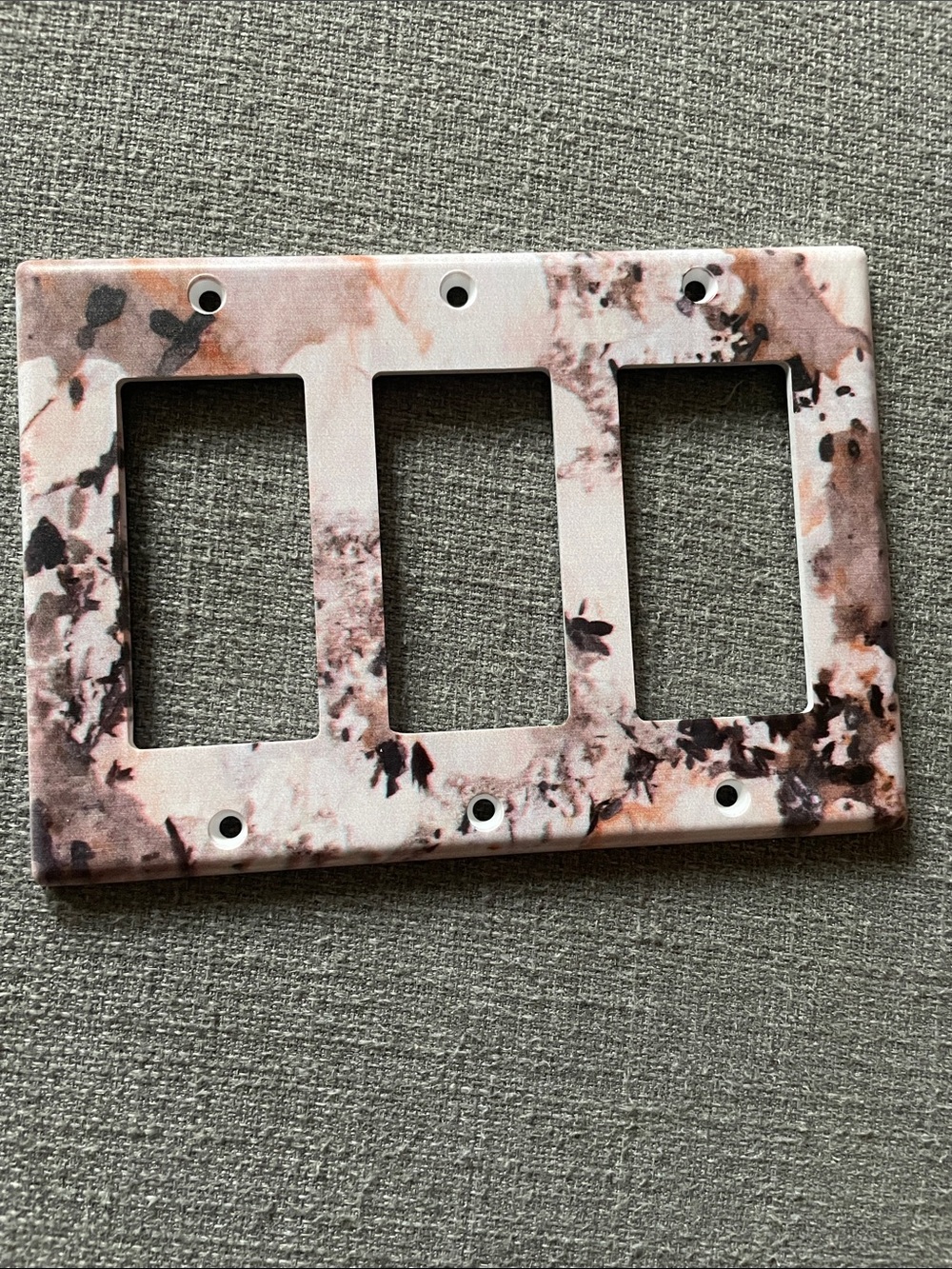 Abstract Marble Pattern Triple Rocker Switch light Plate - Blush and Black